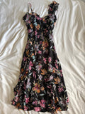 Vintage Y2K black floral sequin and beaded floaty fairy dress