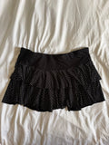 Vintage Y2K black polka dot mini ruffle rara skirt