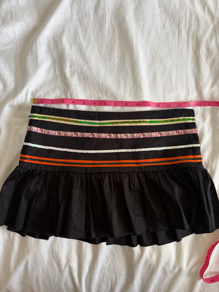 Vintage Y2K black sequin Italian cotton mini skirt