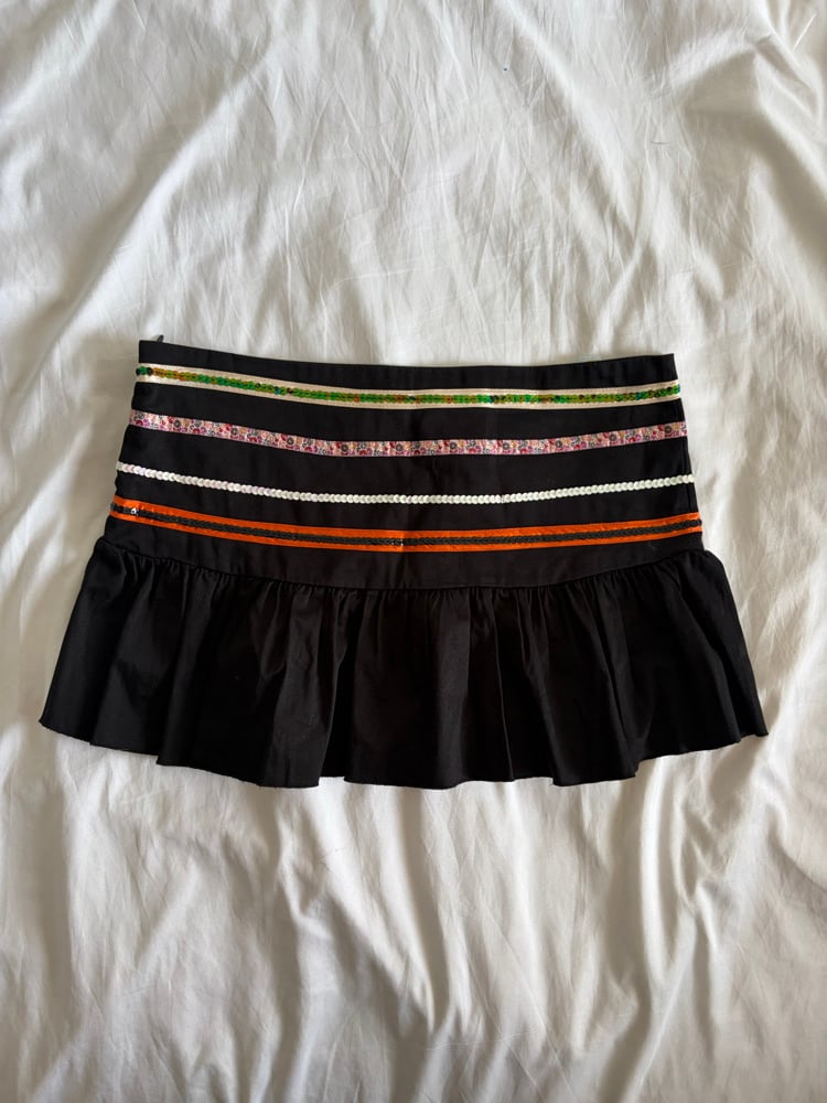 Vintage Y2K black sequin Italian cotton mini skirt