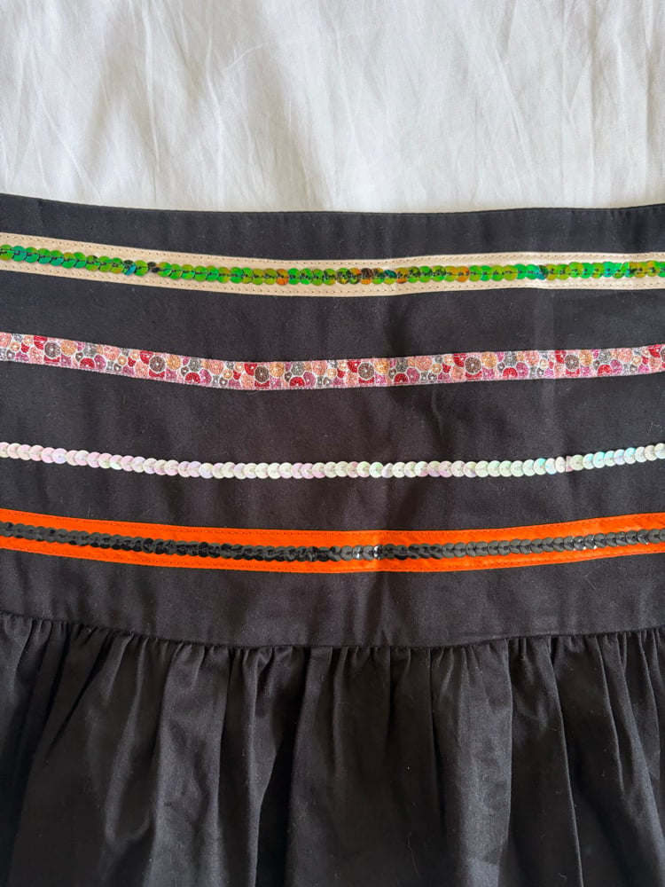Vintage Y2K black sequin Italian cotton mini skirt