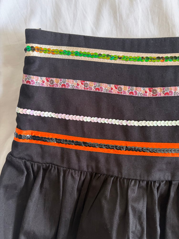 Vintage Y2K black sequin Italian cotton mini skirt