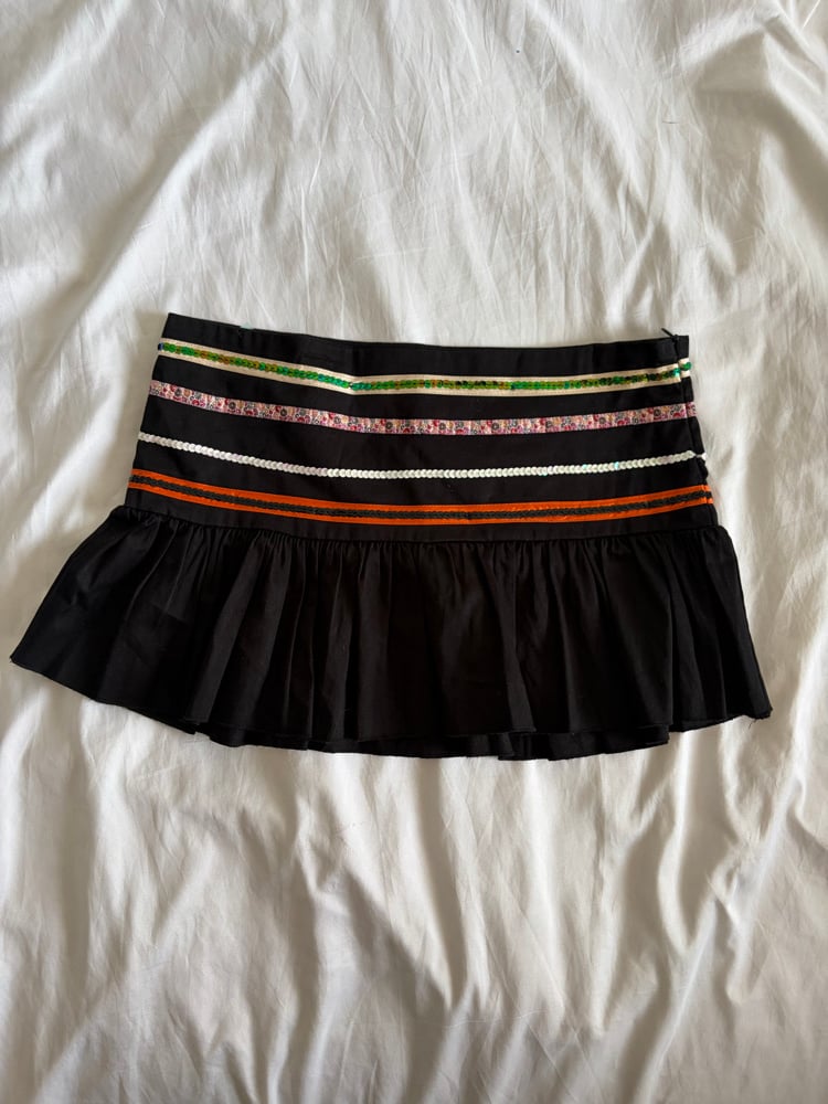 Vintage Y2K black sequin Italian cotton mini skirt