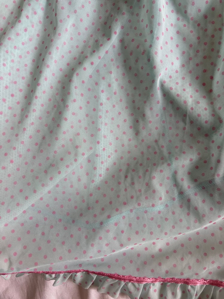 Vintage Y2K blue and pink polka dot babydoll cami