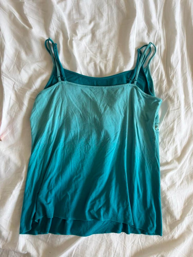 Vintage Y2K blue ombre sequin and beaded bust cami with double straps