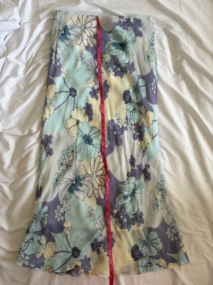 Vintage Y2K blue purple and yellow floral maxi skirt