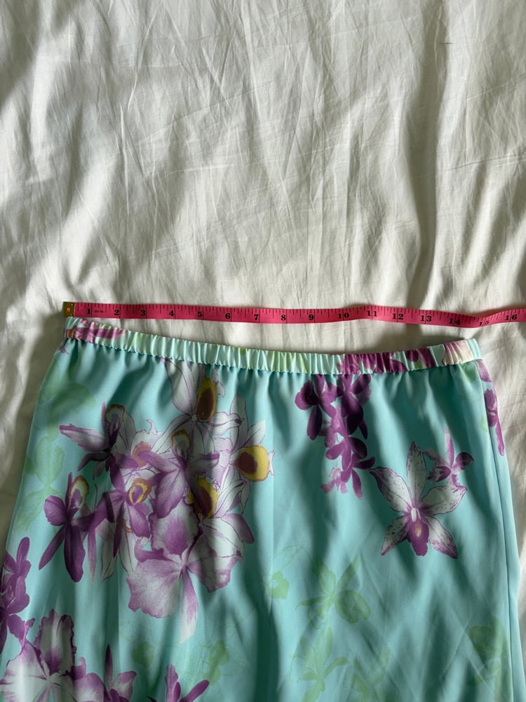 Vintage Y2K blue purple floral double hem midi skirt
