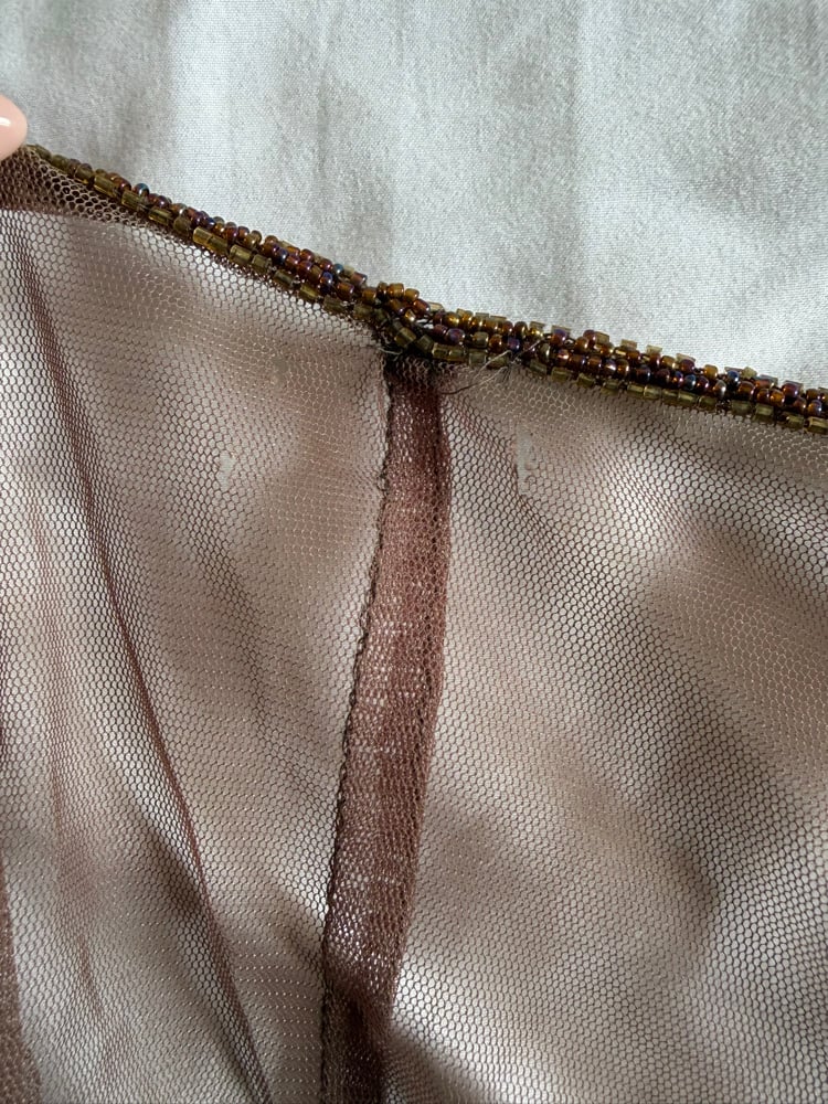 Vintage Y2K brown handkerchief hem sequin and beaded cami