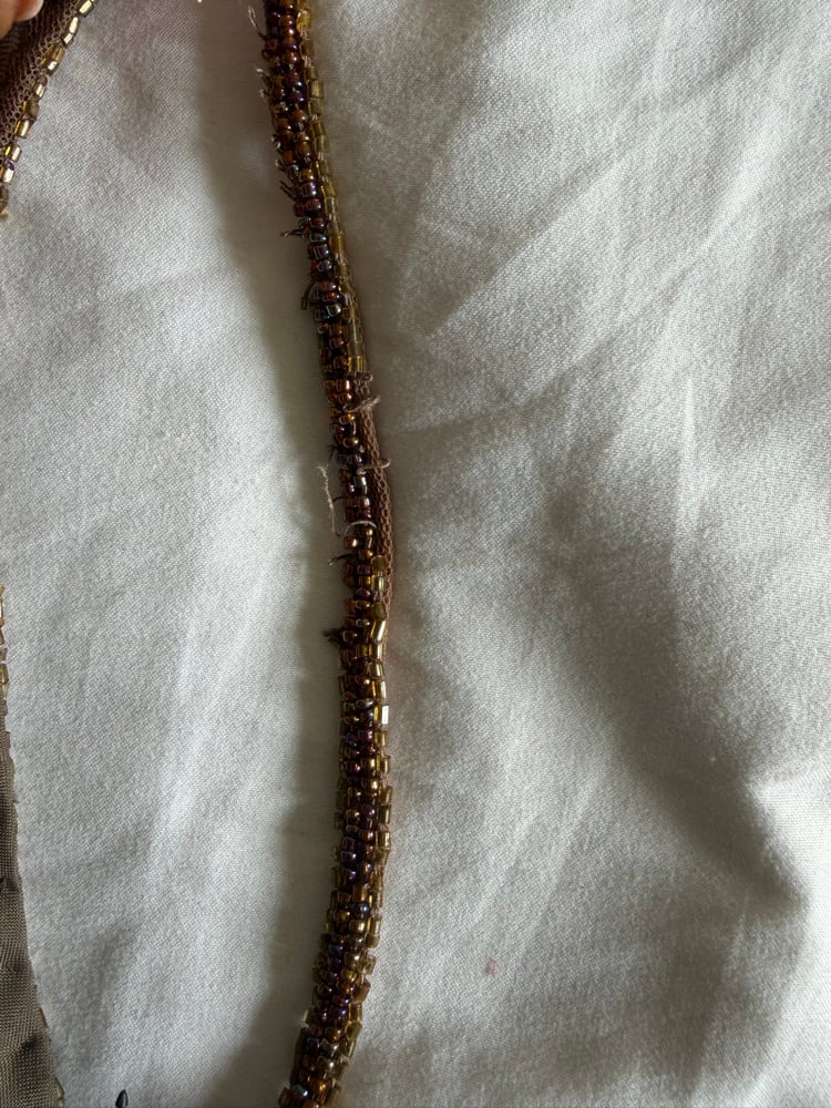Vintage Y2K brown handkerchief hem sequin and beaded cami