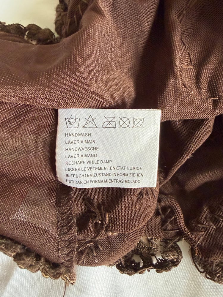 Vintage Y2K brown micromesh cami with brown beaded and bronze sequin details