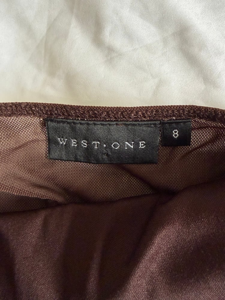 Vintage Y2K brown micromesh cami with brown beaded and bronze sequin details