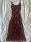 Vintage Y2K burgundy irredesenct sequin midi dress