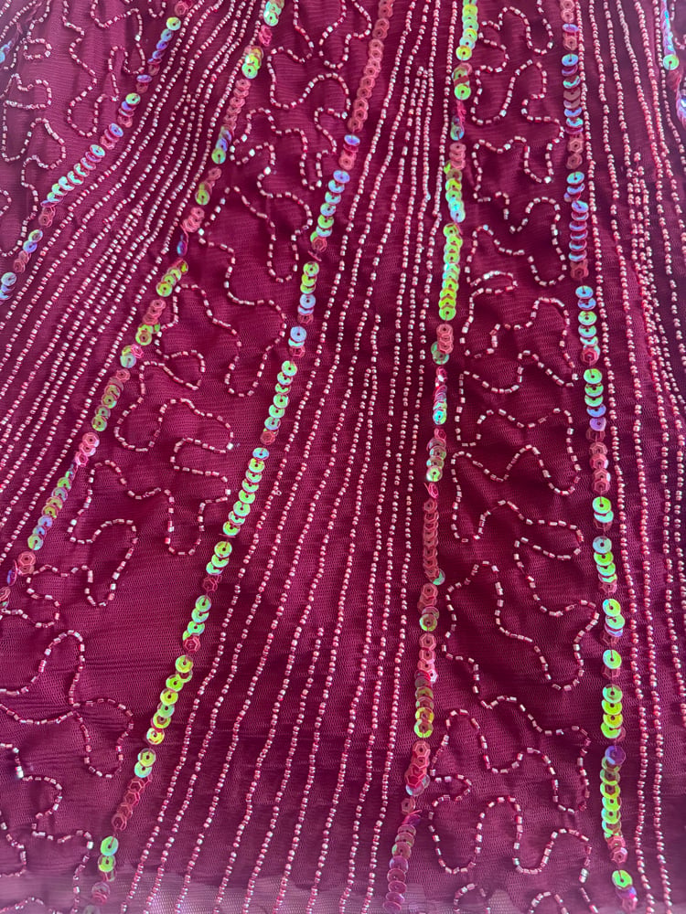 Vintage Y2K burgundy irredesenct sequin midi dress