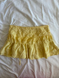 Vintage Y2K butter yellow cotton rara mini skirt with ribbon 