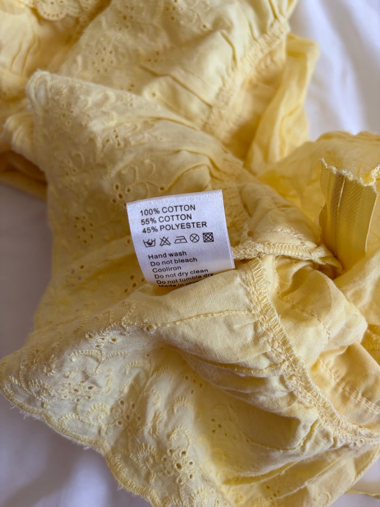 Vintage Y2K butter yellow cotton rara mini skirt with ribbon 