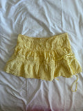 Vintage Y2K butter yellow cotton rara mini skirt with ribbon 
