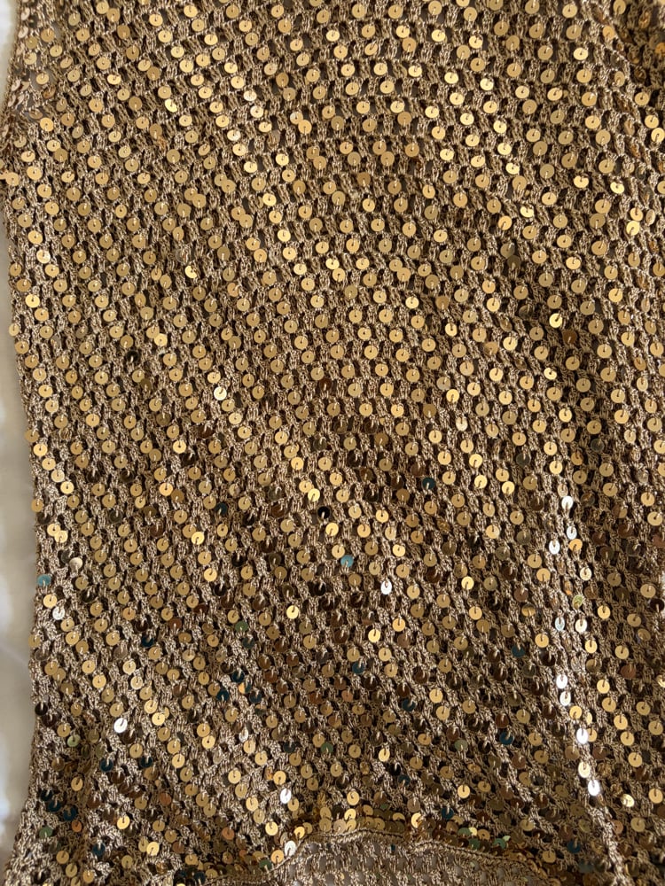 Vintage Y2K champagne gold crochet sequin vest top