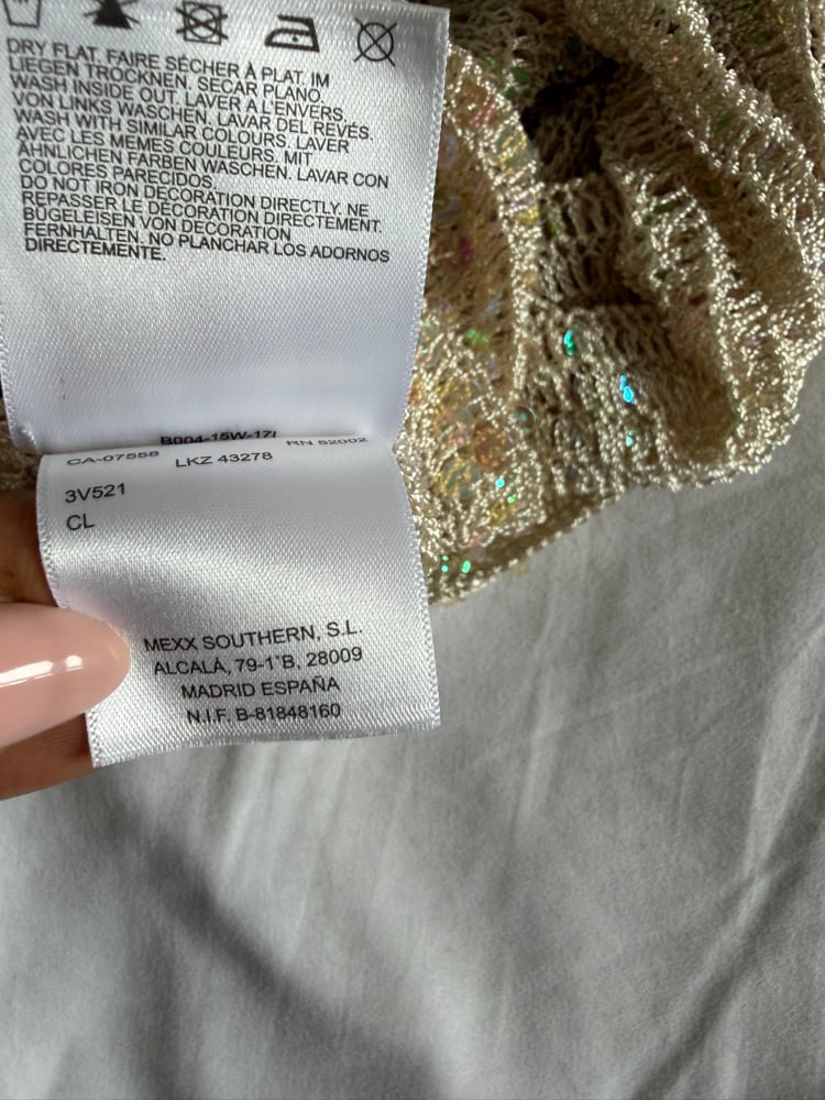 Vintage Y2K champagne iridescent sequin crochet cami