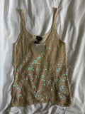 Vintage Y2K champagne iridescent sequin crochet cami