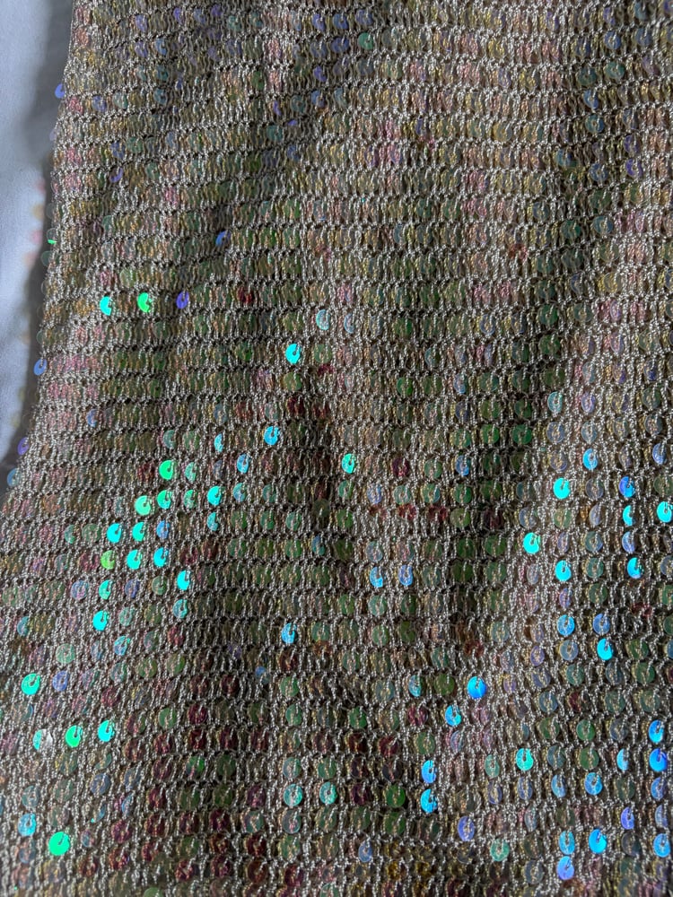 Vintage Y2K champagne iridescent sequin crochet cami