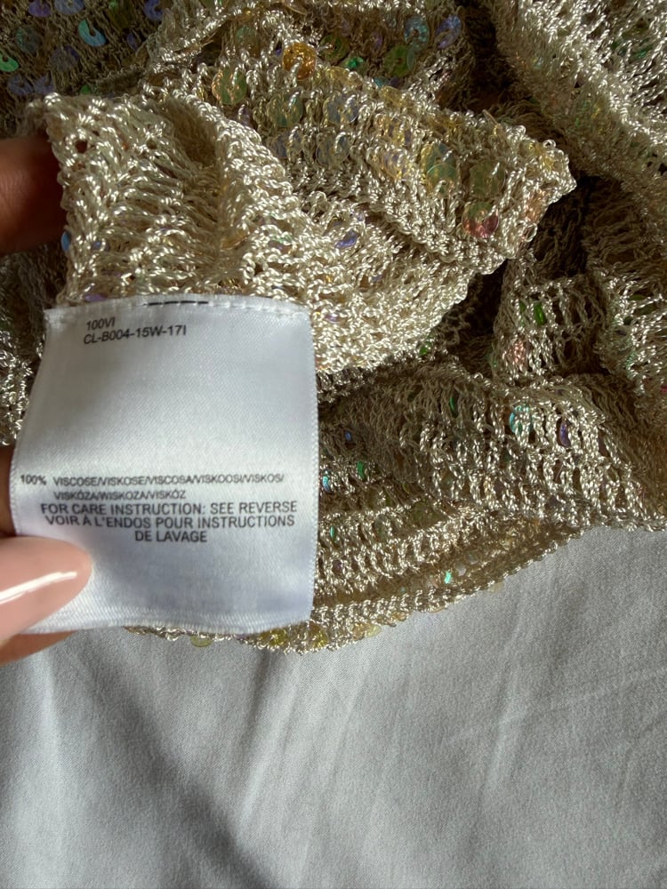 Vintage Y2K champagne iridescent sequin crochet cami