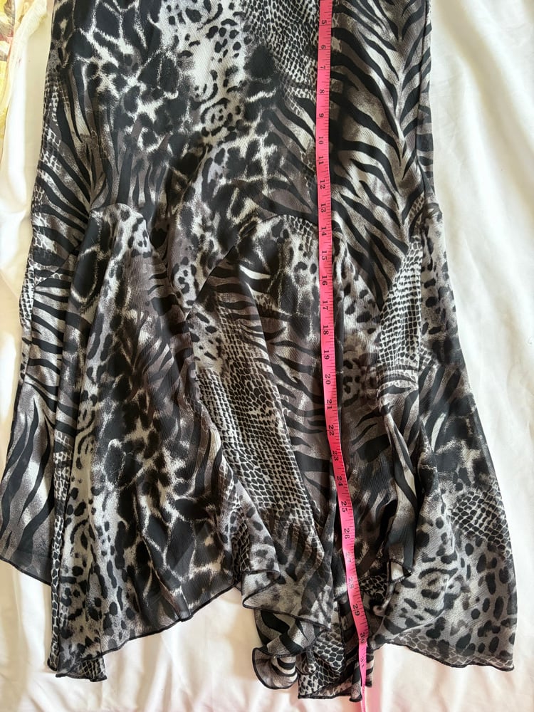 Vintage Y2K cheetah and zebra print mermaid hem skirt 