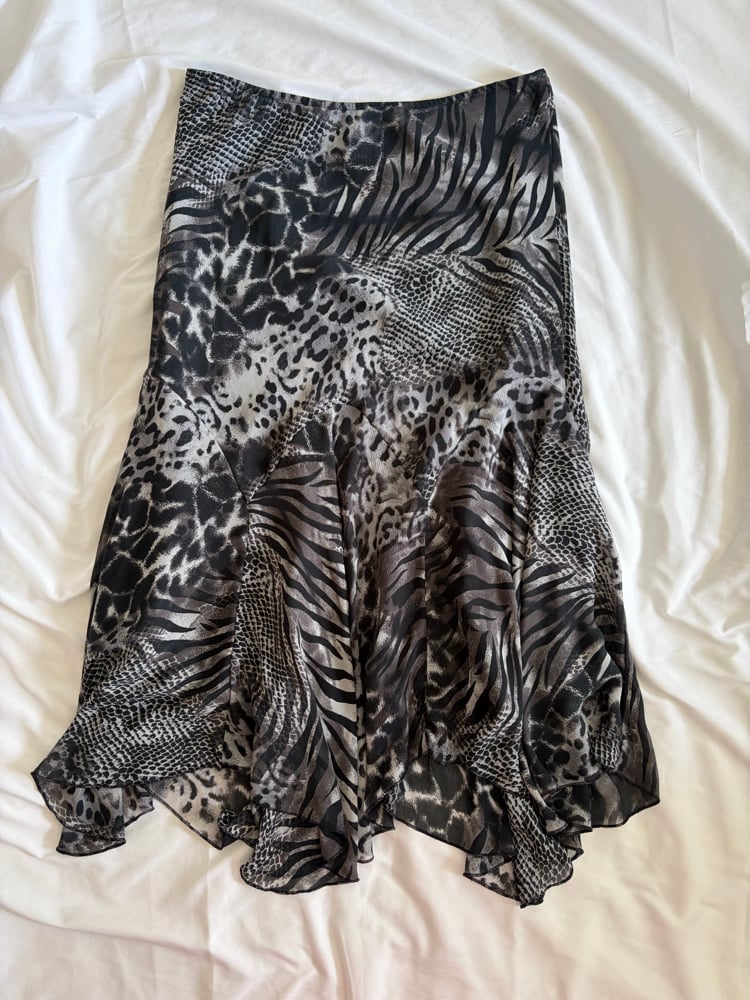 Vintage Y2K cheetah and zebra print mermaid hem skirt 