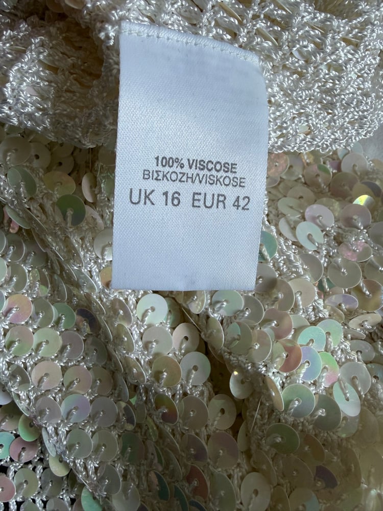 Vintage Y2K cream iridescent sequin crochet cami