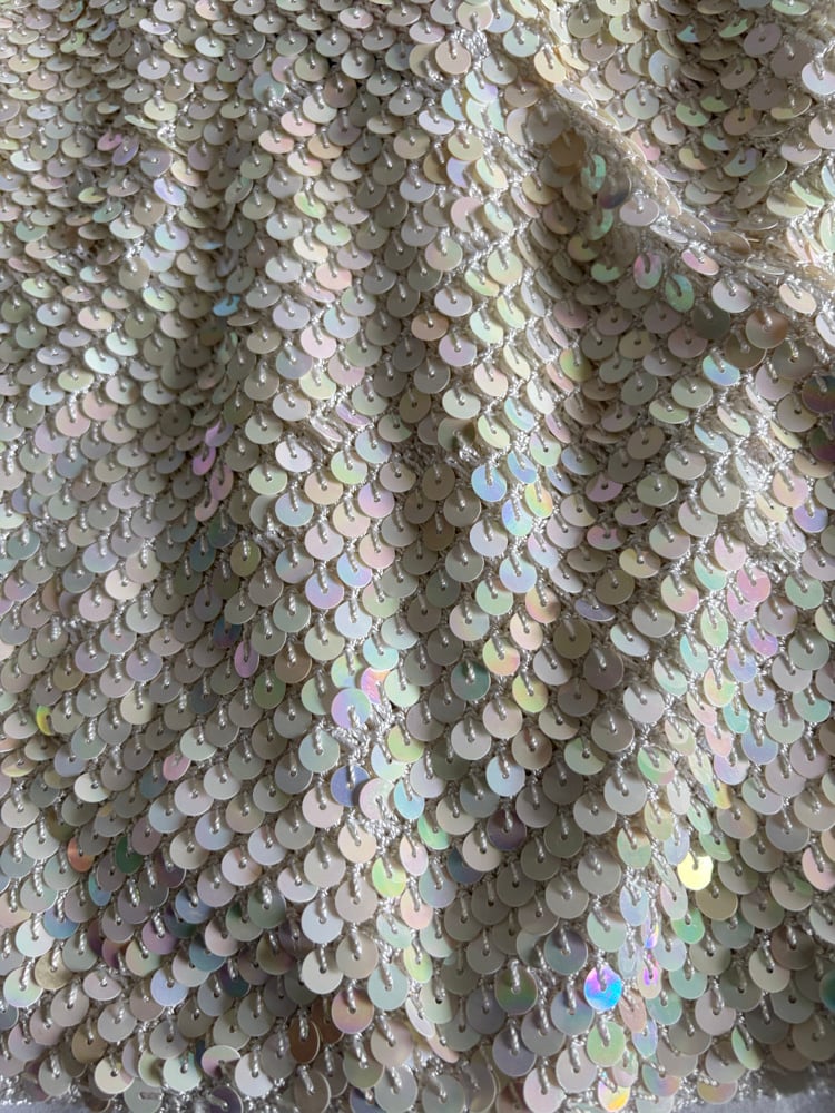 Vintage Y2K cream iridescent sequin crochet cami