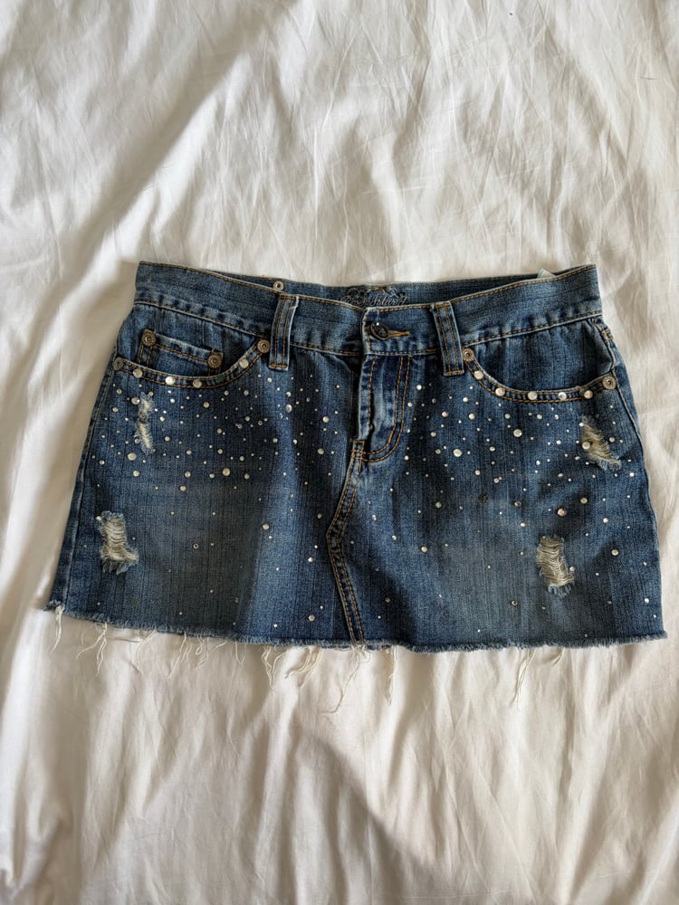 Vintage Y2K denim sparkly mini skirt