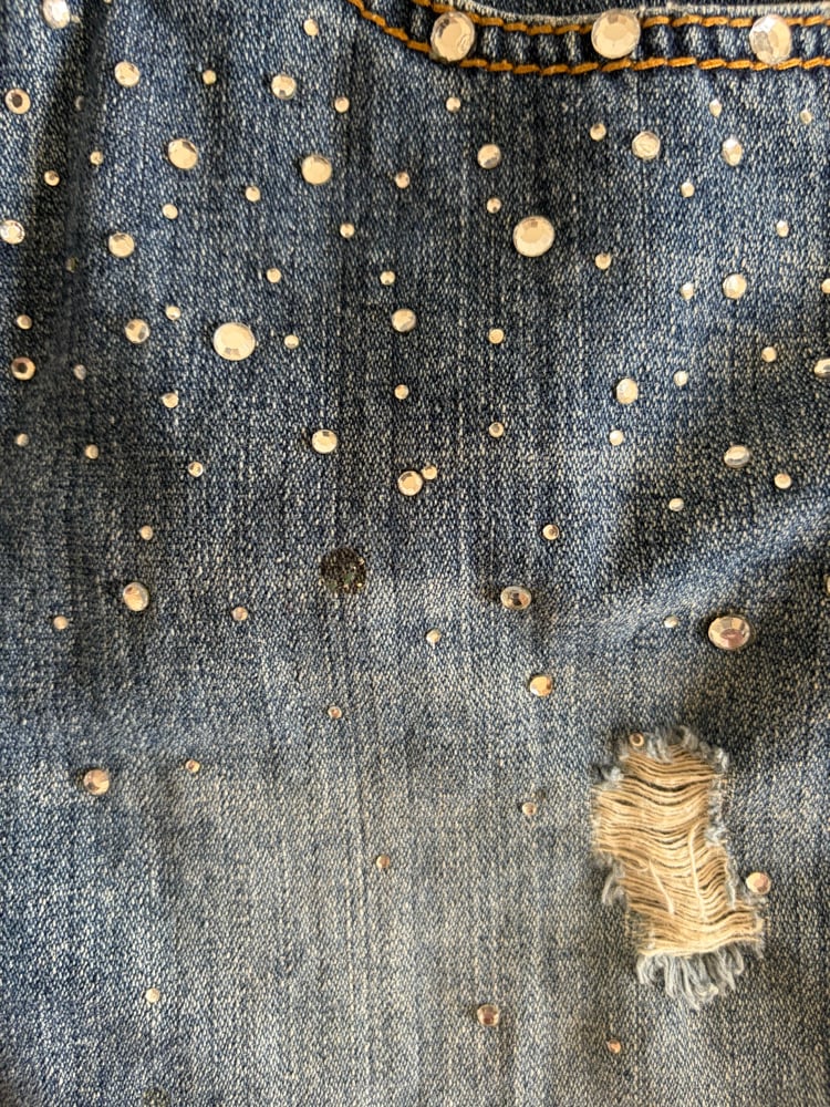 Vintage Y2K denim sparkly mini skirt