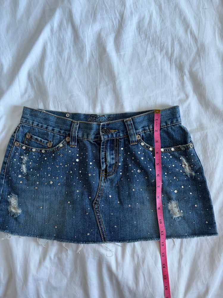 Vintage Y2K denim sparkly mini skirt