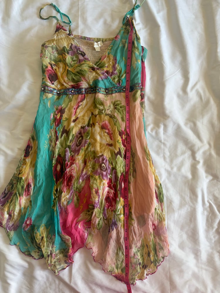 Vintage Y2K floral fairy midi dress with asymmetrical hem