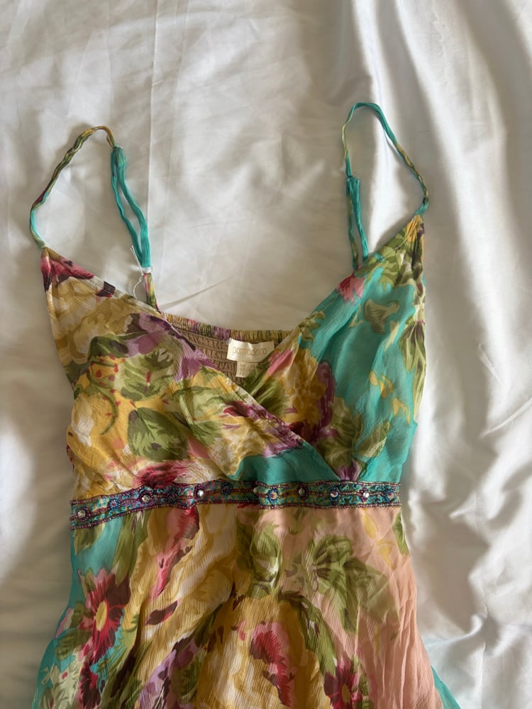 Vintage Y2K floral fairy midi dress with asymmetrical hem