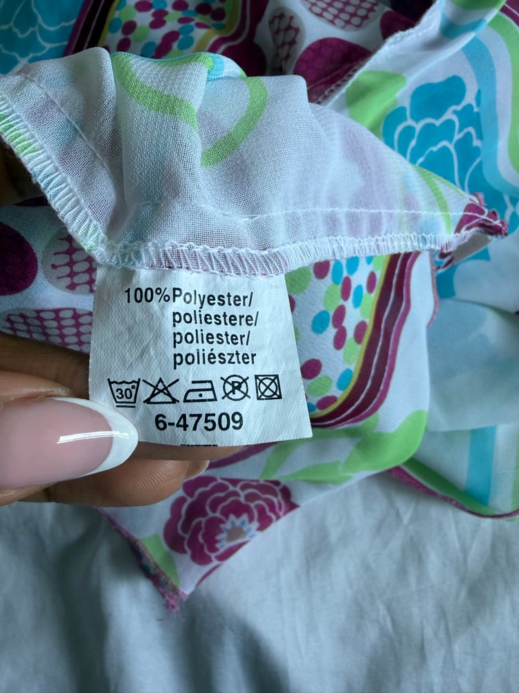 Vintage Y2K floral polka dot and pinstripe asymetrical hem cami