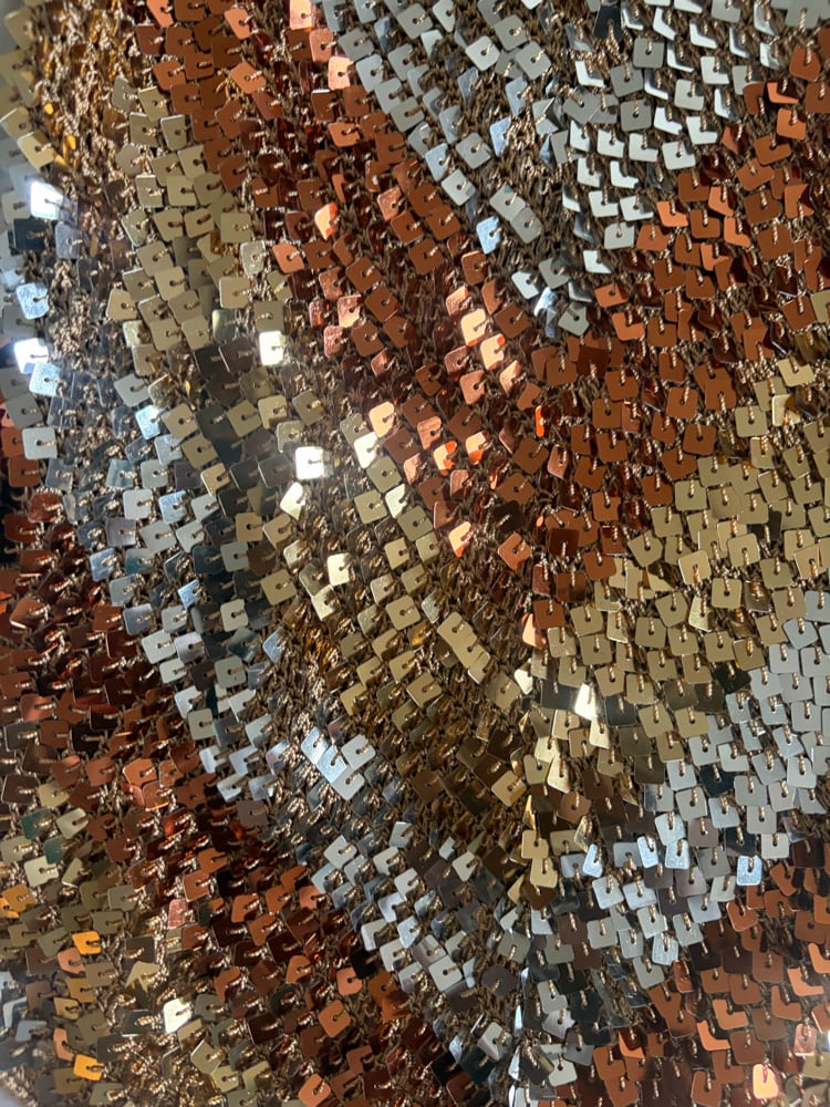 Vintage Y2K gold bronze and silver sequin asymmetrical hem crochet cami