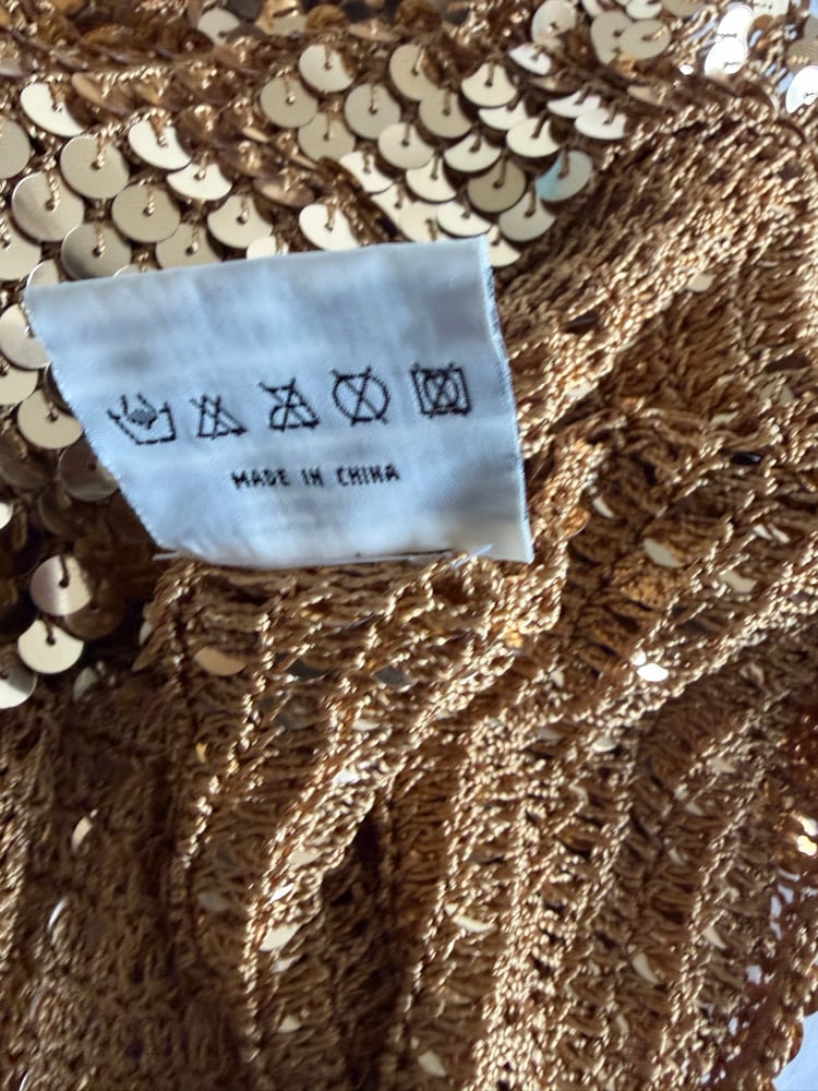 Vintage Y2K gold sequin crochet cami 2000s deadstock with tags