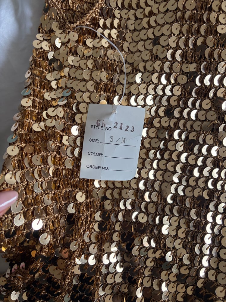Vintage Y2K gold sequin crochet cami 2000s deadstock with tags