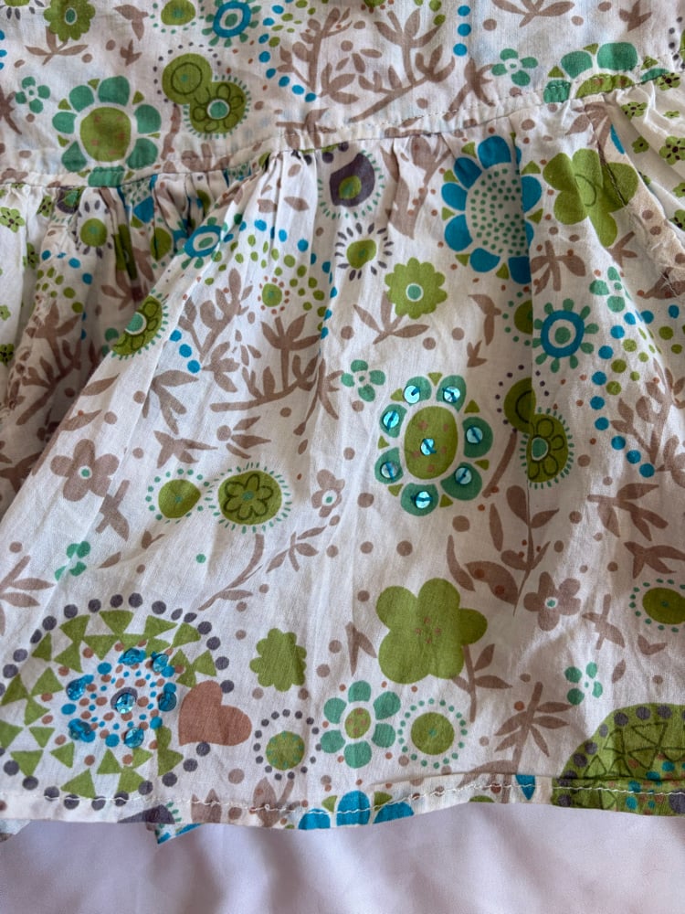 Vintage Y2K green and blue floral, sequin rara mini skirt with pocket detail 