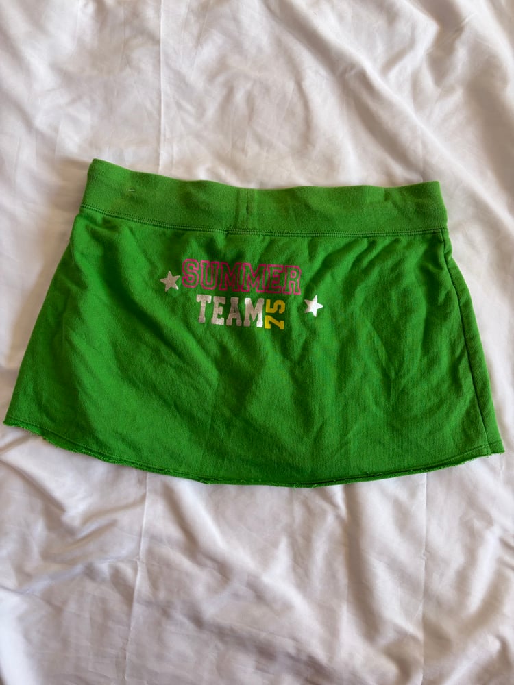 Vintage Y2K green and pink sporty jersey mini skirt