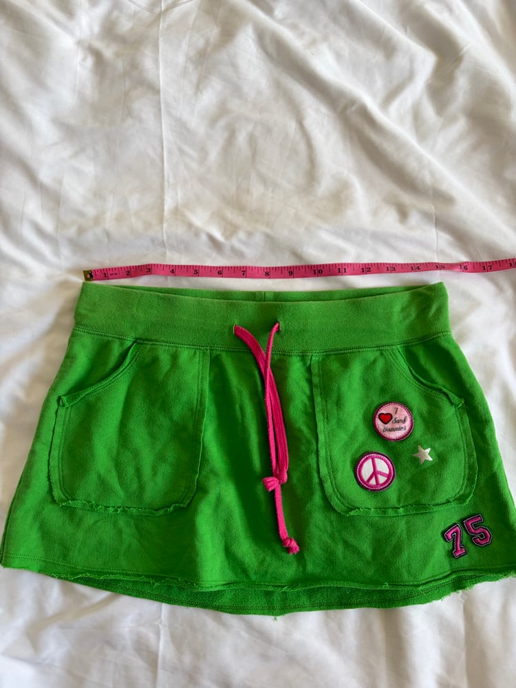 Vintage Y2K green and pink sporty jersey mini skirt