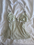 Vintage Y2K green micromesh coquette cami with bow detailing