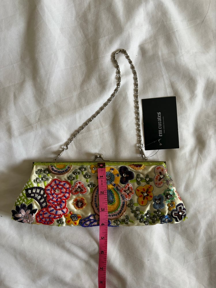 Vintage Y2K green multi coloured beaded,  embroidered and sequin bag