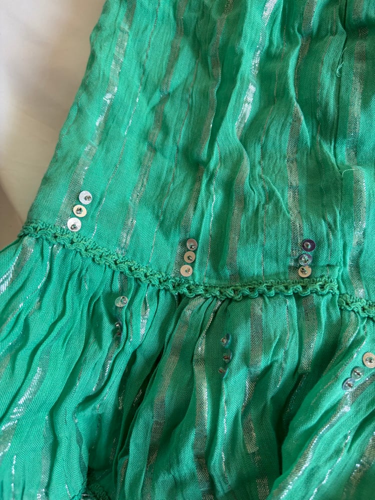 Vintage Y2K green sparkly beach rara mini skirt with sequins