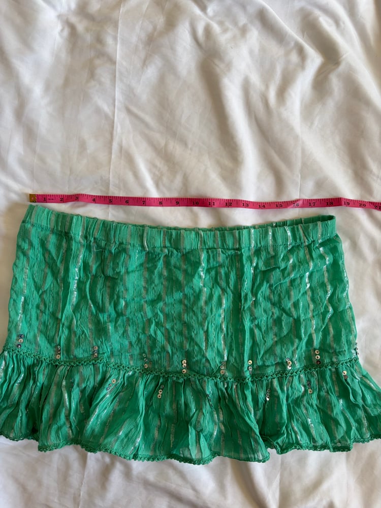 Vintage Y2K green sparkly beach rara mini skirt with sequins