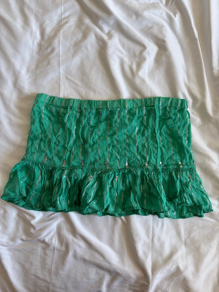 Vintage Y2K green sparkly beach rara mini skirt with sequins