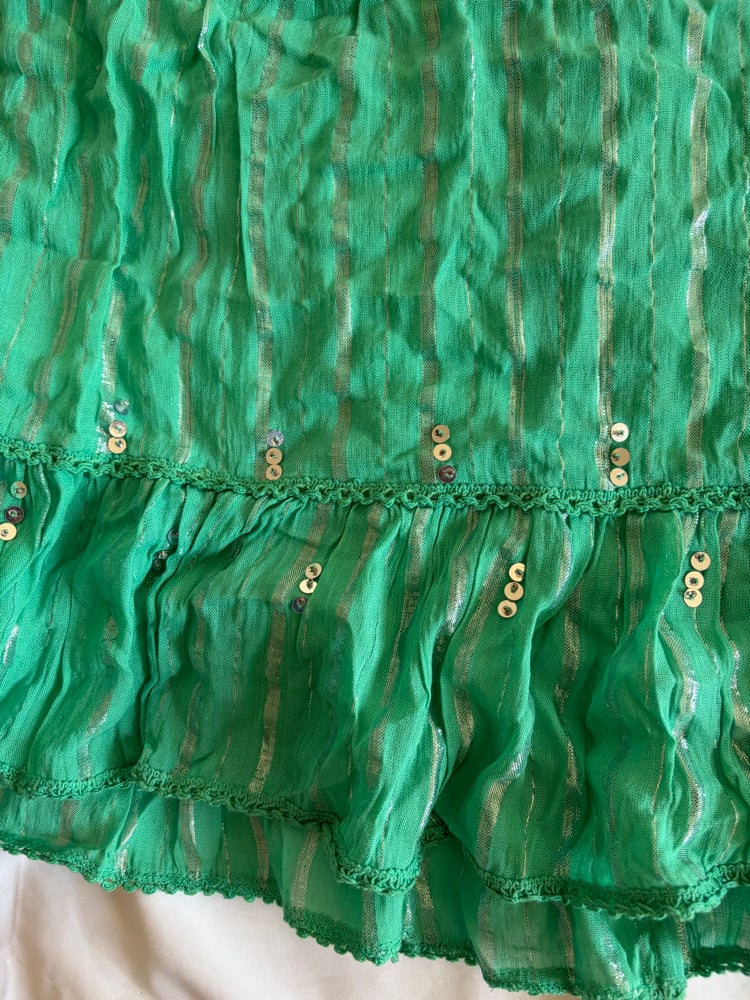 Vintage Y2K green sparkly beach rara mini skirt with sequins