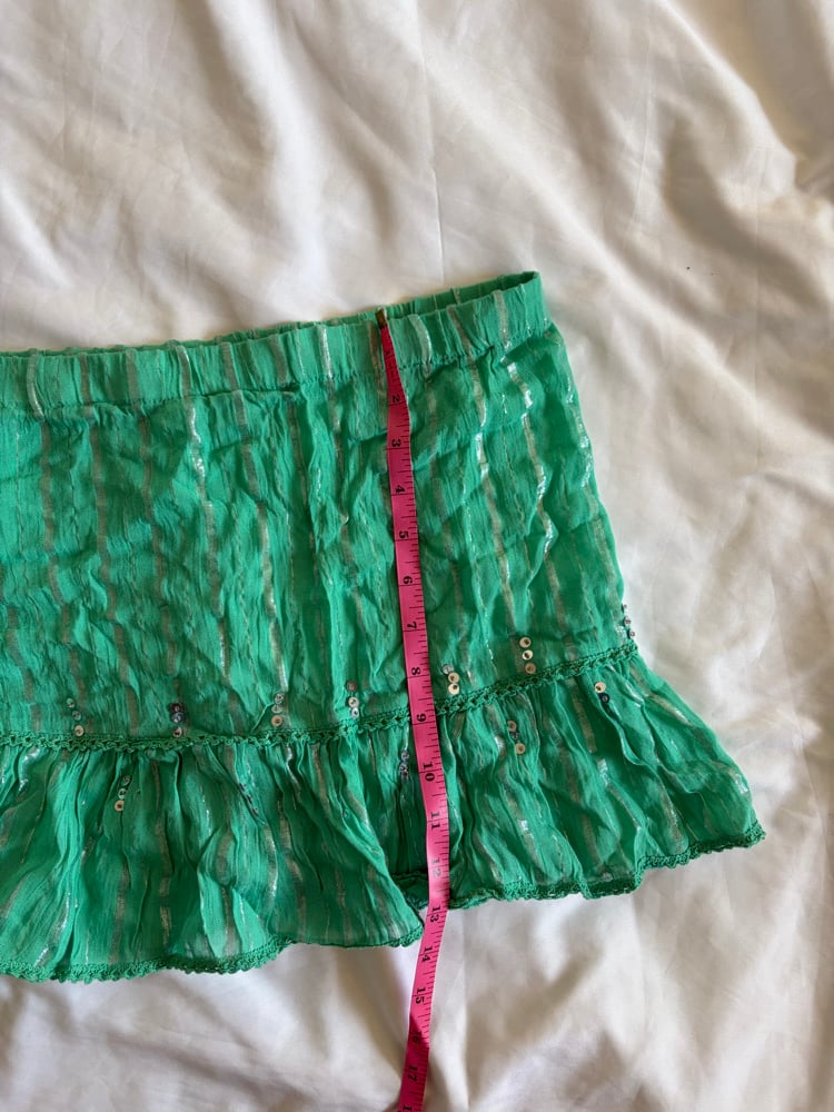 Vintage Y2K green sparkly beach rara mini skirt with sequins