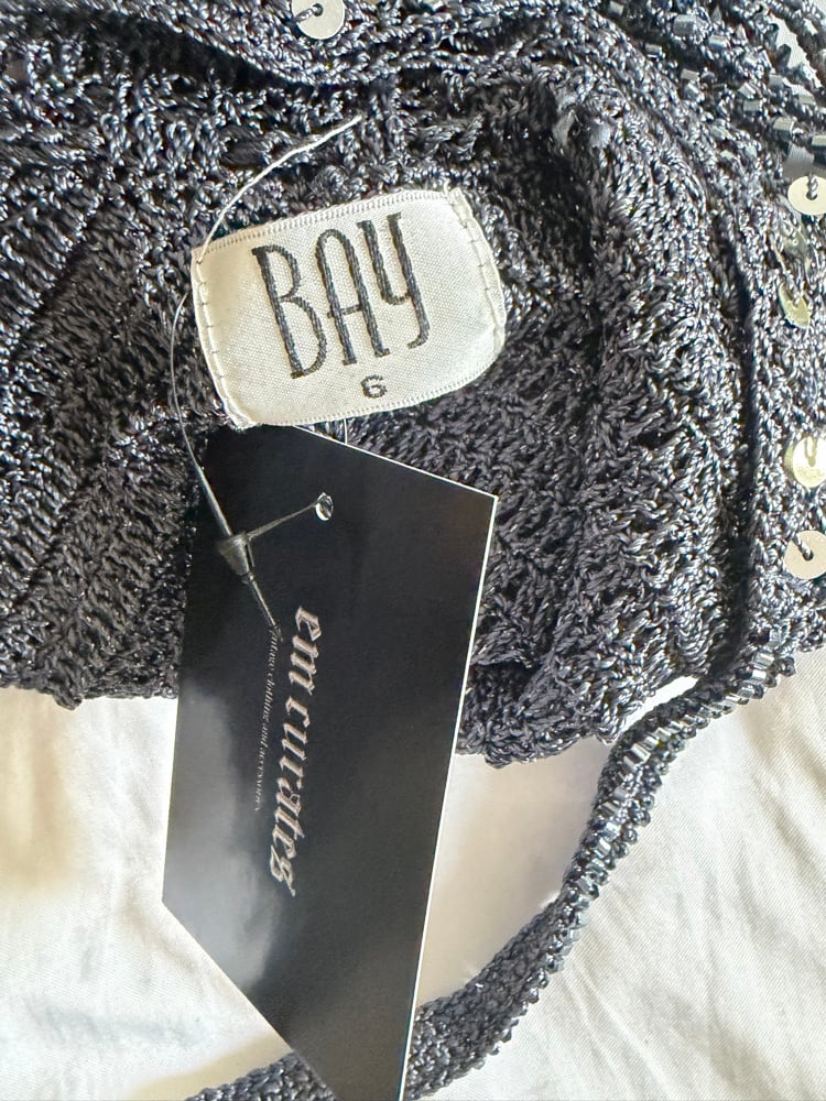 Vintage Y2K grey crochet beaded and sequin racer back cami
