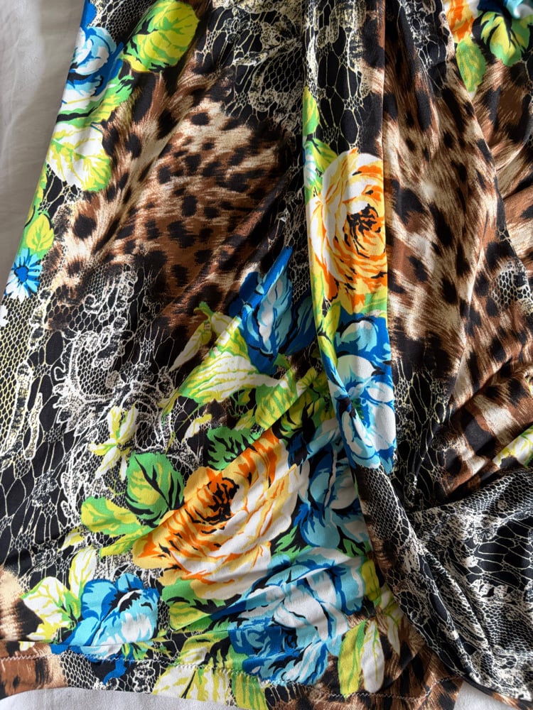 Vintage Y2K Italian animal and floral halterneck with o ring detail